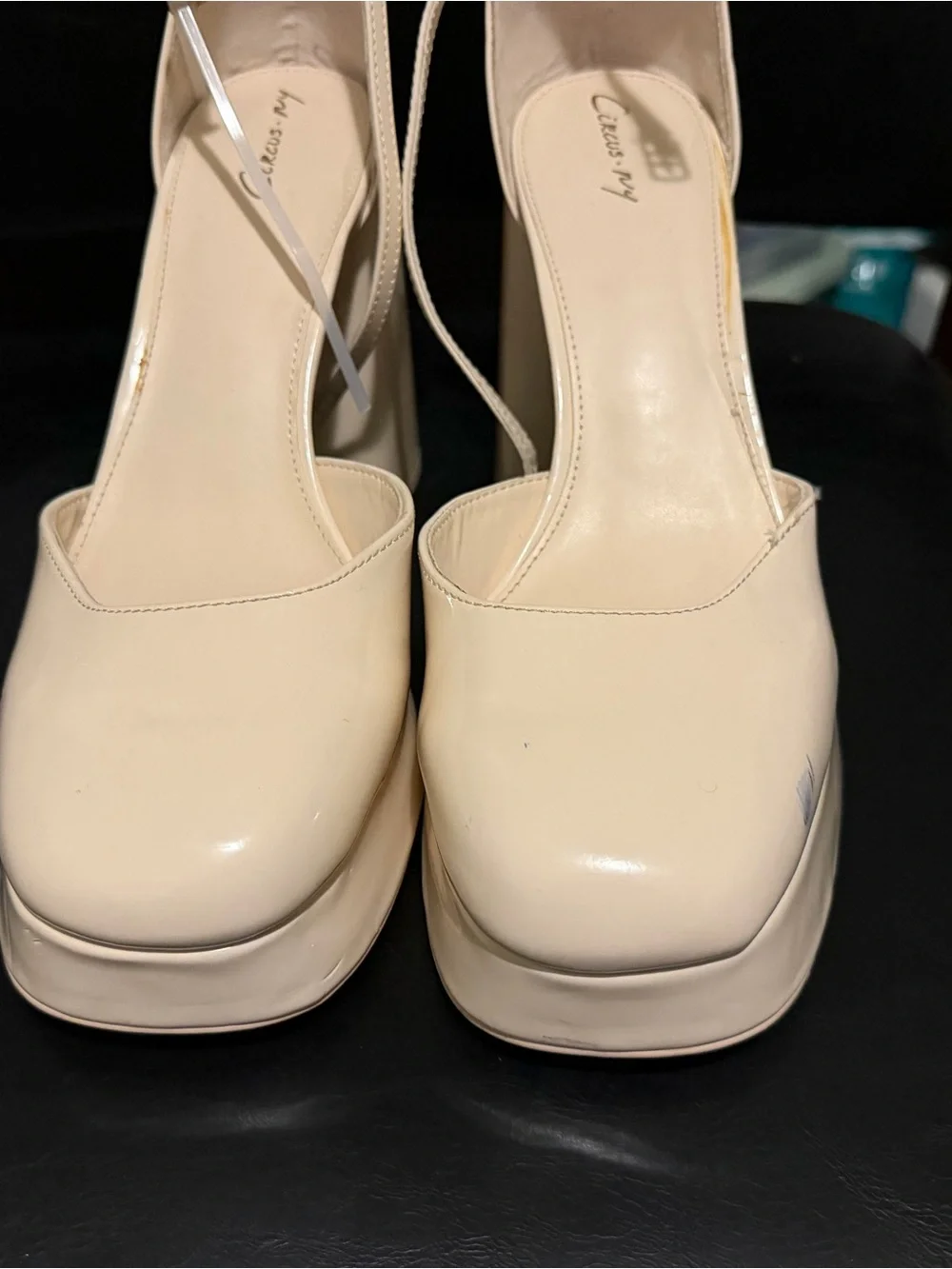 🌼♥️🌼Circus  by Sam Edelman Patent Platform Ankle-Strap Pumps in Cream
